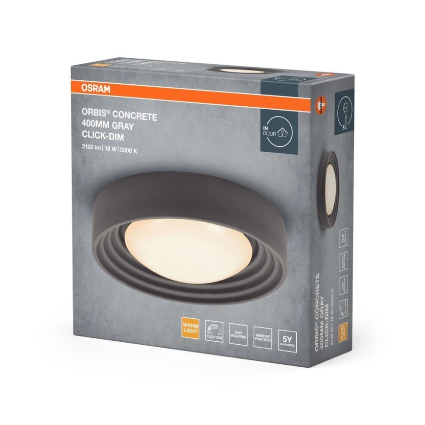Osram - zatemnljiva LED stropna svetilka ORBIS CONCRETE LED/18W/230V premer 40 cm siva/beton