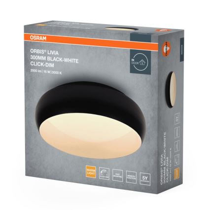 Osram - zatemnjiva LED stropna svetilka ORBIS LIVIA LED/16W/230V Ø 30 cm črna/bela