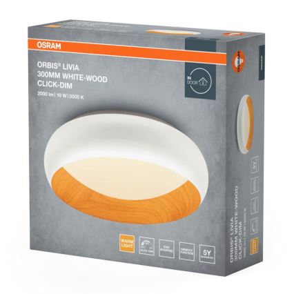 Osram - Zatemnjiva LED stropna svetilka ORBIS LIVIA LED/16W/230V, premer 30 cm, bela/rjava
