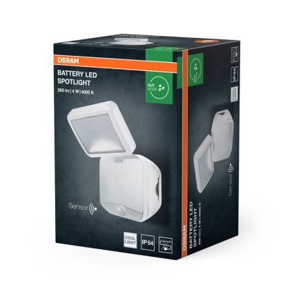 Osram - LED zunanji stenski reflektor s senzorjem BATTERY LED/4W/4xD IP54
