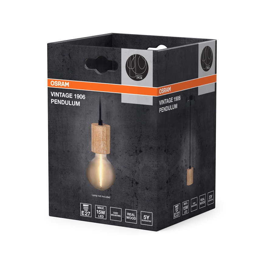 Osram - Leseni napajalni kabel PENDULUM CYLINDER 1xE27/15W/230V