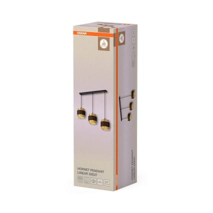 Osram - Lestenec na jeklenem lanku DECOR HORNET 3xE27/10W/230V črna/zlata