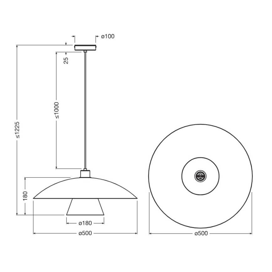 Osram - Lestenec na kablu DECOR FLYING MUSHROOM 1xE27/25W/230V Ø 50 cm črna