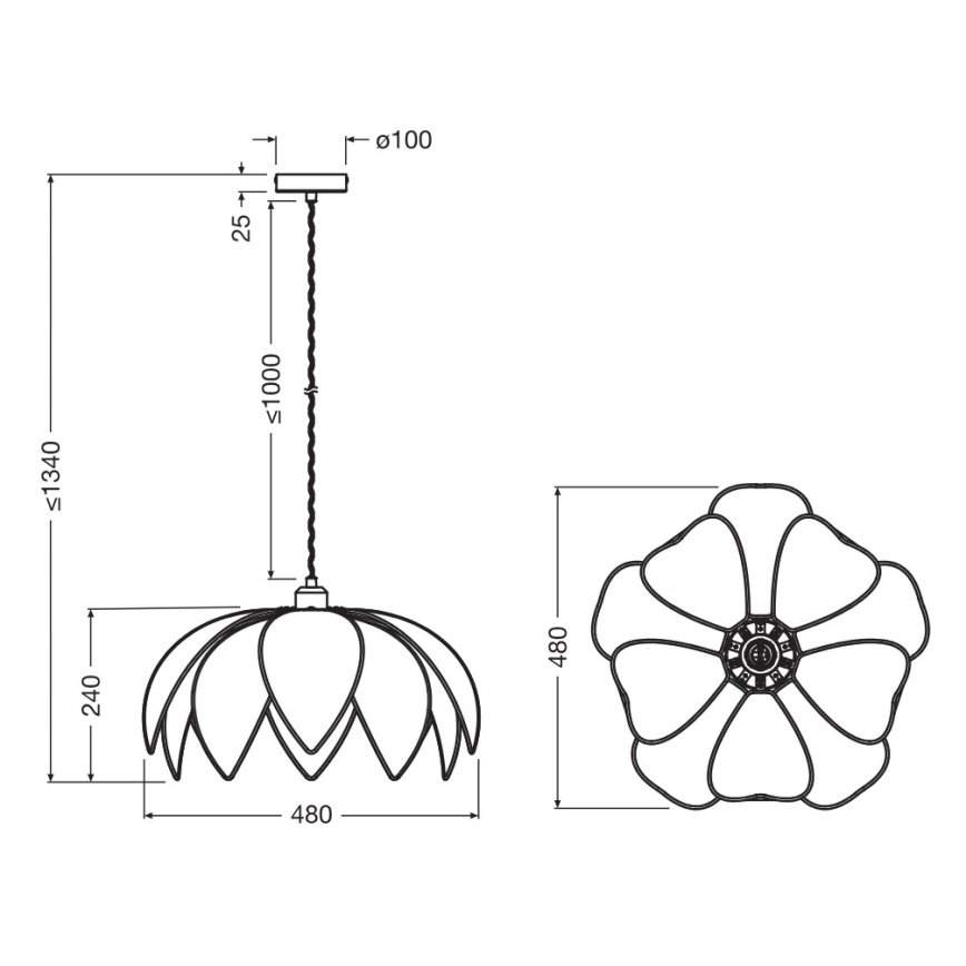 Osram - Lestenec na kablu DECOR RATTAN 1xE27/15W/230V premer 48 cm bež/črna