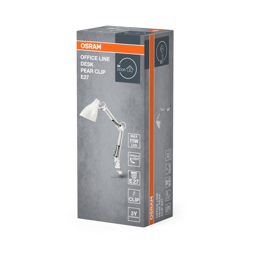 Osram - Namizna svetilka s sponko DESK LINE 1xE27/11W/230V bela
