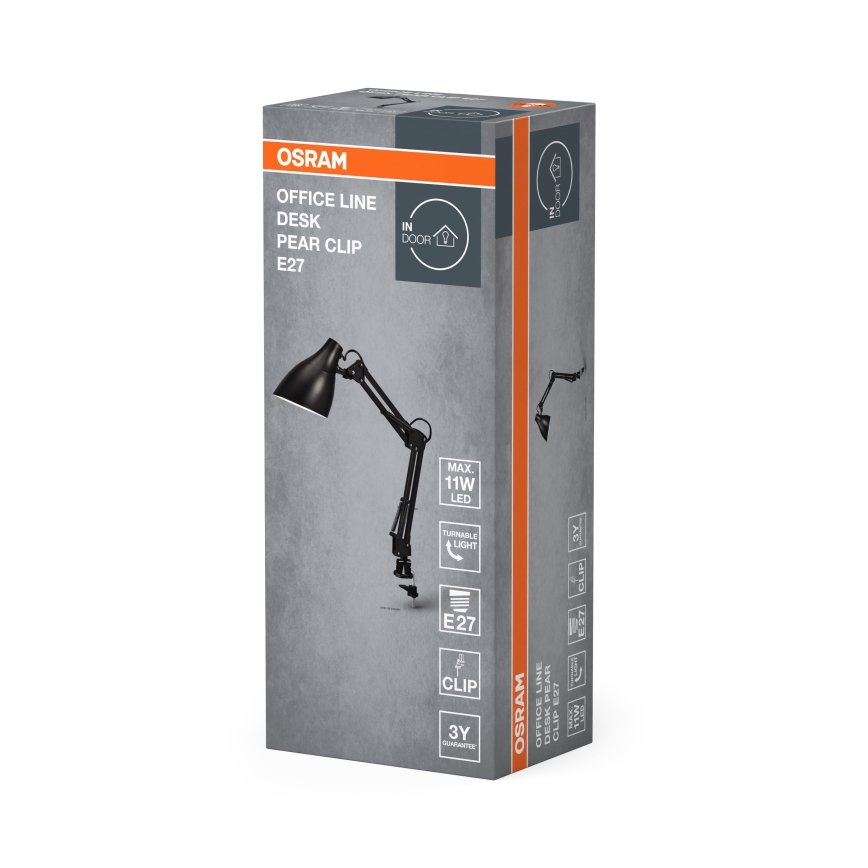 Osram - Namizna svetilka s sponko DESK LINE 1xE27/11W/230V črna