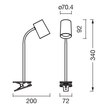 Osram - Namizna svetilka s sponko DESK LINE 1xGU10/9W/230V siva