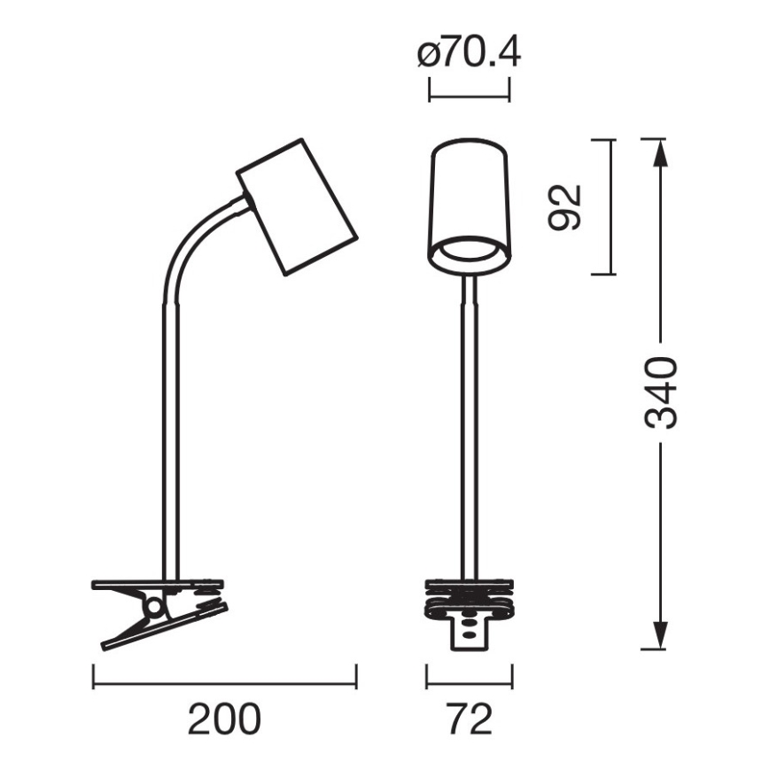 Osram - Namizna svetilka s sponko DESK LINE 1xGU10/9W/230V siva