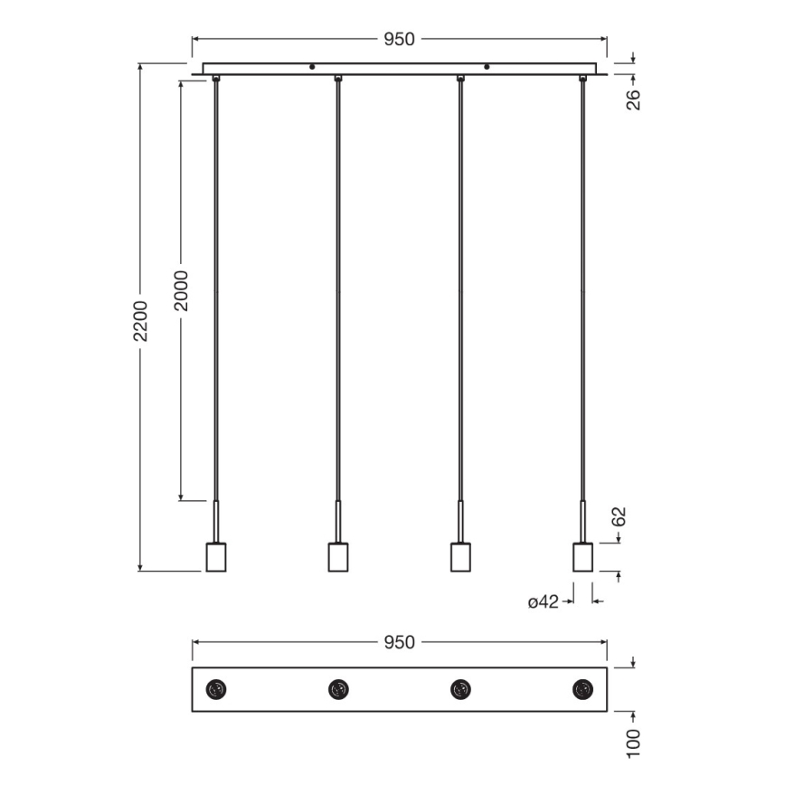 Osram - Napajalni kabel NEEDLE PENDANT 4xE27/25W/230V bež
