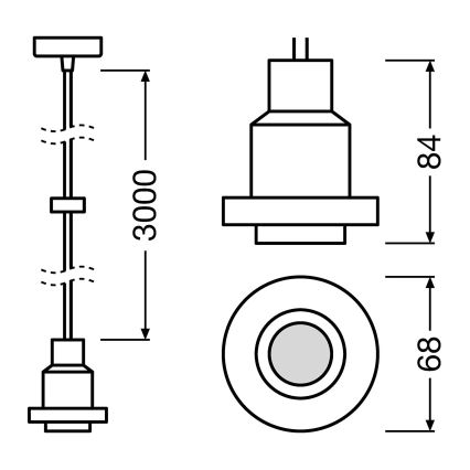 Osram - Napajalni kabel PENDULUM 1xE27/40W/230V črn
