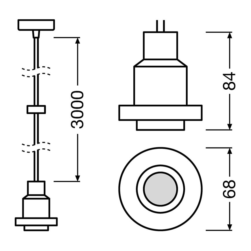 Osram - Napajalni kabel PENDULUM 1xE27/40W/230V črn