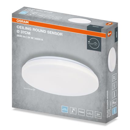 Osram - LED stropna svetilka za kopalnico s senzorjem mraka CEILING ROUND LED/24W/230V 6500K, premer 37 cm, bela
