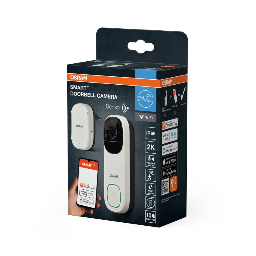 Osram - Pametni videozvonček s senzorjem 2K SMART+ 230V IP66 Wi-Fi