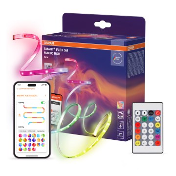 Osram - RGB LED zatemljiv trak SMART+ MAGIC FLEX 5m LED/24W/230V Wi-Fi + daljinski upravljalnik
