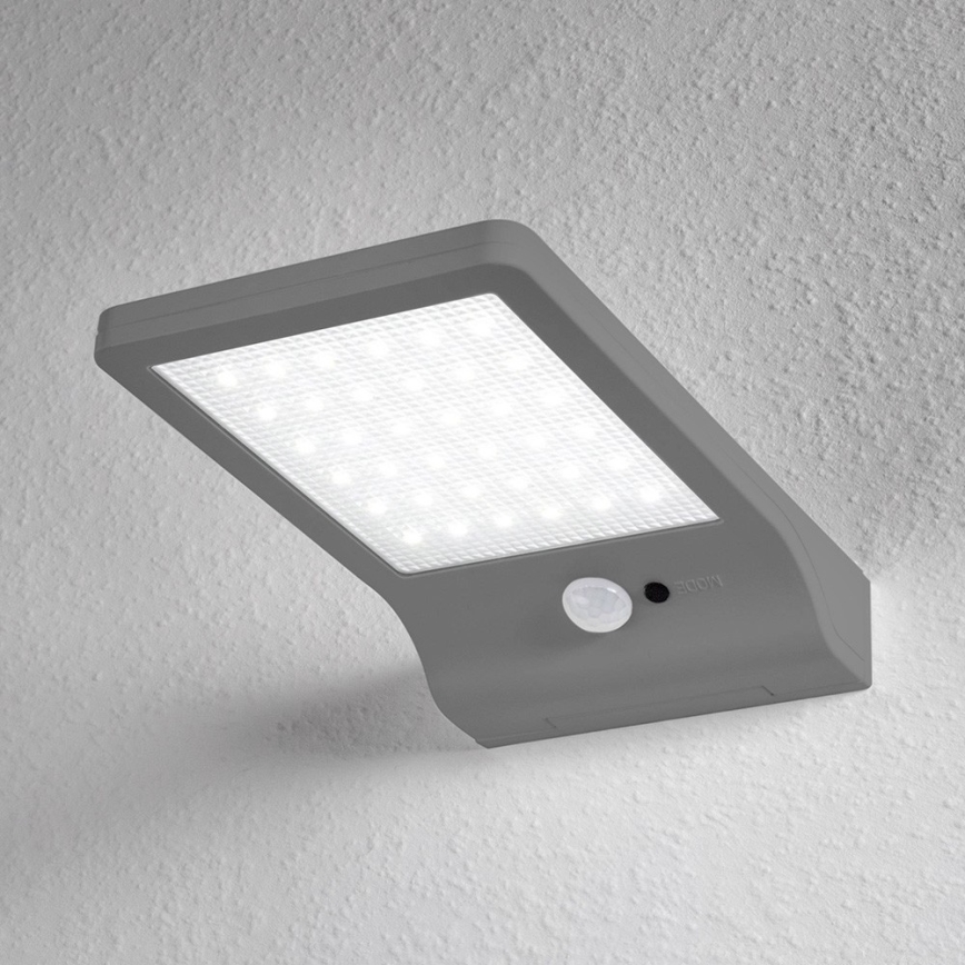 Osram - LED solarna stenska svetilka s senzorjem DOORLED LED/3W/3,3V 2000 mAh IP44 srebrna