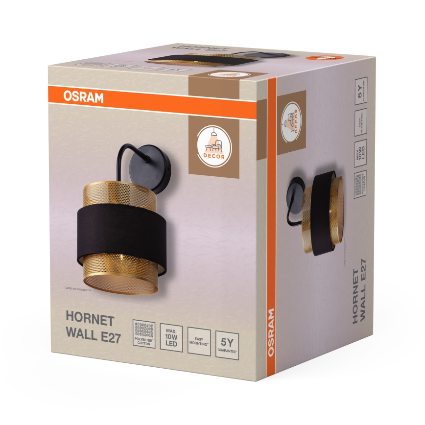 Osram - Stenska svetilka DECOR HORNET 1xE27/10W/230V črna/zlata