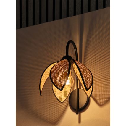 Osram - Stenska svetilka DECOR RATTAN 1xE27/15W/230V bežna/črna