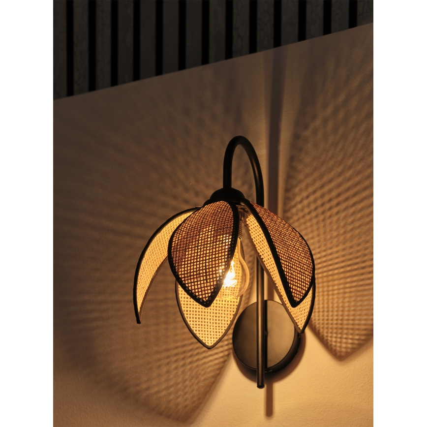 Osram - Stenska svetilka DECOR RATTAN 1xE27/15W/230V bežna/črna