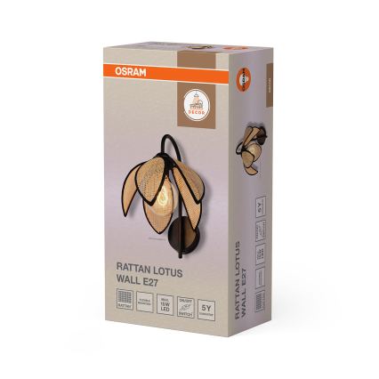 Osram - Stenska svetilka DECOR RATTAN 1xE27/15W/230V bežna/črna
