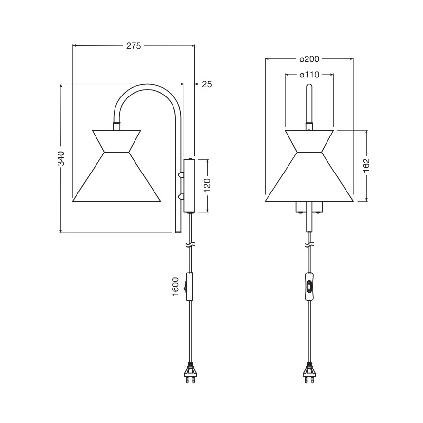 Osram - Stenska svetilka DECOR WAIST 1xE27/40W/230V črna