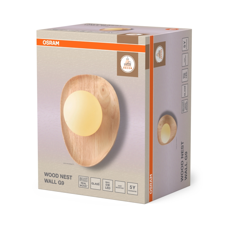Osram - Stenska svetilka WOOD NEST 1xG9/5W/230V iz kavčukovca
