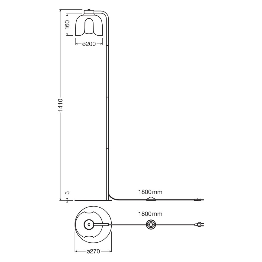 Osram - stoječa svetilka DECOR COROLLE 1xE27/15W/230V črna/zlata