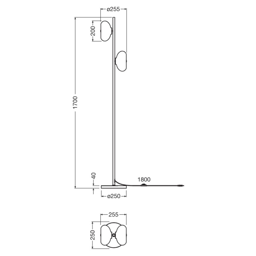 Osram - Stoječa svetilka DECOR SMOKE 2xE14/12W/230V črna/dimna siva