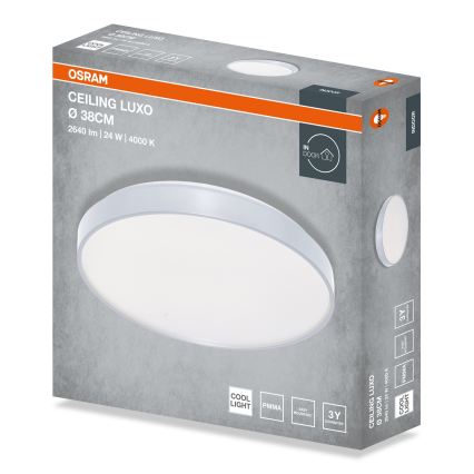 Osram - stropna LED svetilka CEILING LUXO LED/24W/230V, premer 38 cm, srebrna