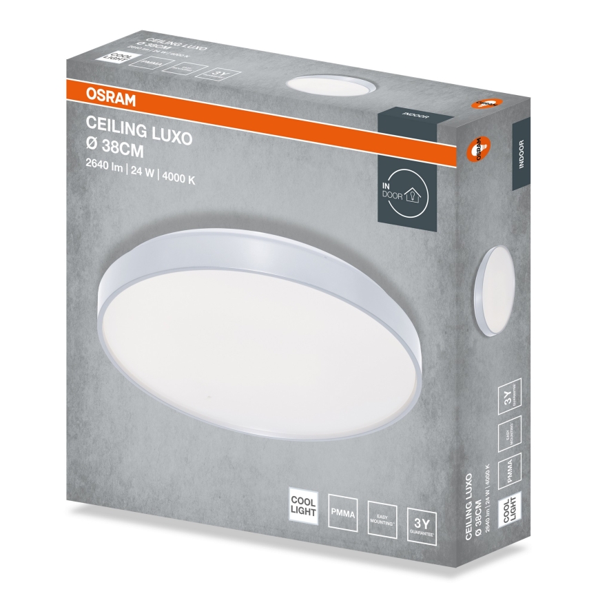 Osram - stropna LED svetilka CEILING LUXO LED/24W/230V, premer 38 cm, srebrna