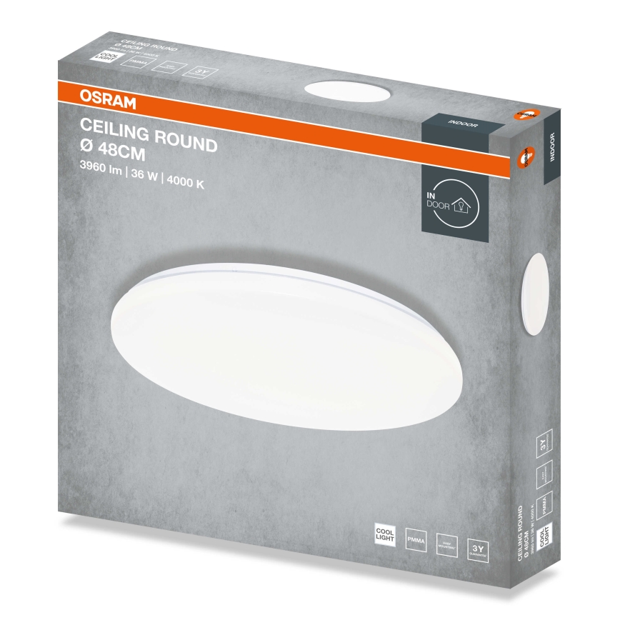 Osram - stropna LED svetilka CEILING ROUND LED, 36 W, 230 V, 4000 K, premer 48 cm, bela