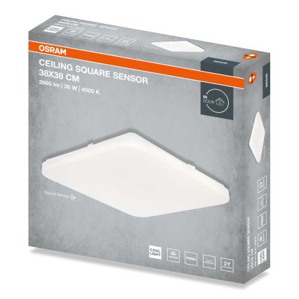 Osram - LED stropna svetilka s senzorjem mraka CEILING SQUARE LED/36W/230V 4000K 38x38 cm bela