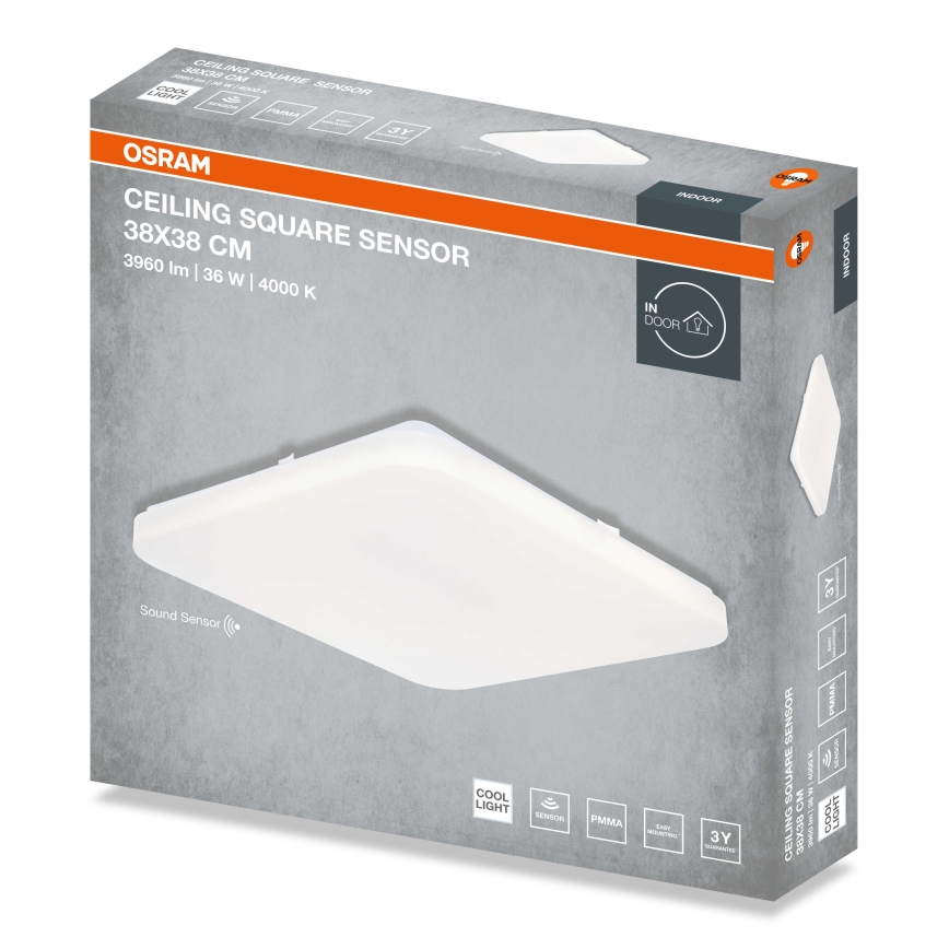 Osram - LED stropna svetilka s senzorjem mraka CEILING SQUARE LED/36W/230V 4000K 38x38 cm bela