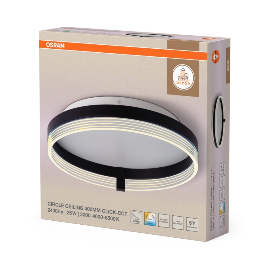 Osram - LED stropna svetilka DECOR CIRCLE LED/25W/230V 3000/4000/6500K premer 40 cm črna/bela