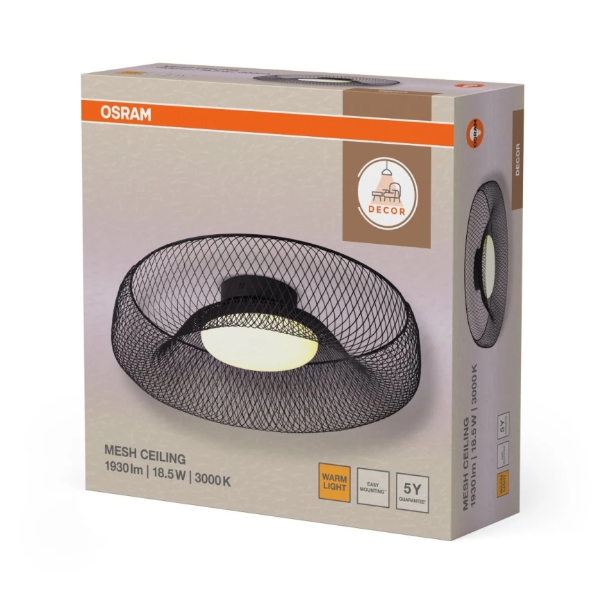 Osram - stropna LED svetilka DECOR MESH, 18,5 W, 230 V, Ø 30 cm, črna