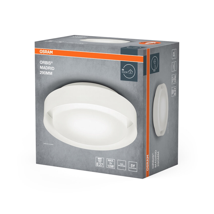 Osram - Stropna svetilka ORBIS MADRID 2xE27/10W/230V, premer 29 cm, bela
