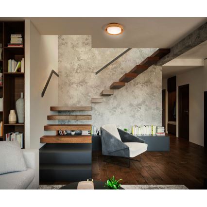 Osram - Stropna svetilka ORBIS MADRID 2xE27/10W/230V, premer 29 cm, lesni dekor