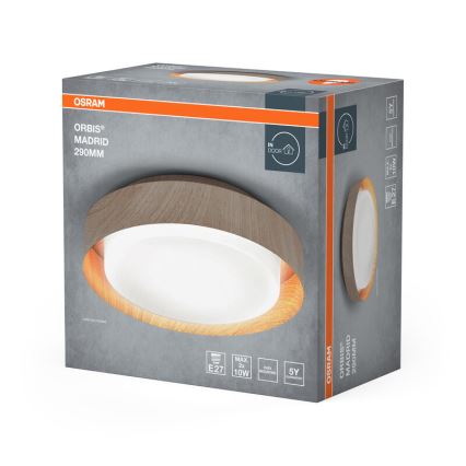 Osram - Stropna svetilka ORBIS MADRID 2xE27/10W/230V, premer 29 cm, lesni dekor