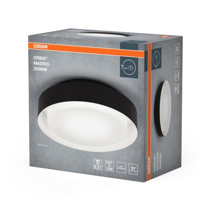 Osram - Stropna svetilka ORBIS MADRID 2×E27/10W/230V, premer 29 cm, črna