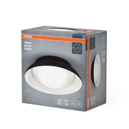 Osram - Stropna svetilka ORBIS MILAN 2xE27/10W/230V premer 30,5 cm črna
