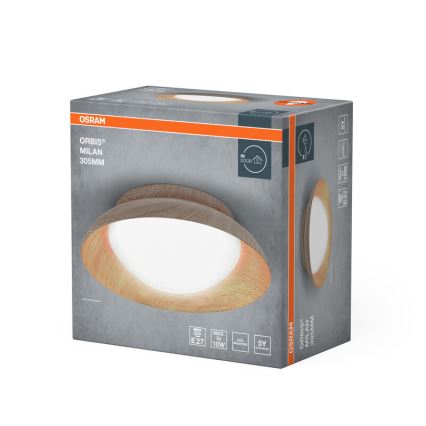 Osram - Stropna svetilka ORBIS MILAN 2xE27/10W/230V premer 30,5 cm lesni dekor