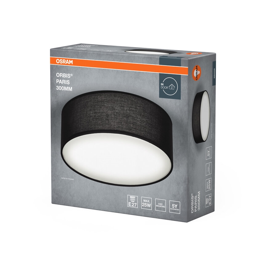 Osram - Stropna svetilka ORBIS PARIS 1xE27/25W/230V premer 30 cm črna