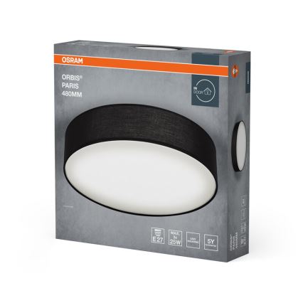 Osram - Stropna svetilka ORBIS PARIS 3xE27/25W/230V premer 48 cm črna