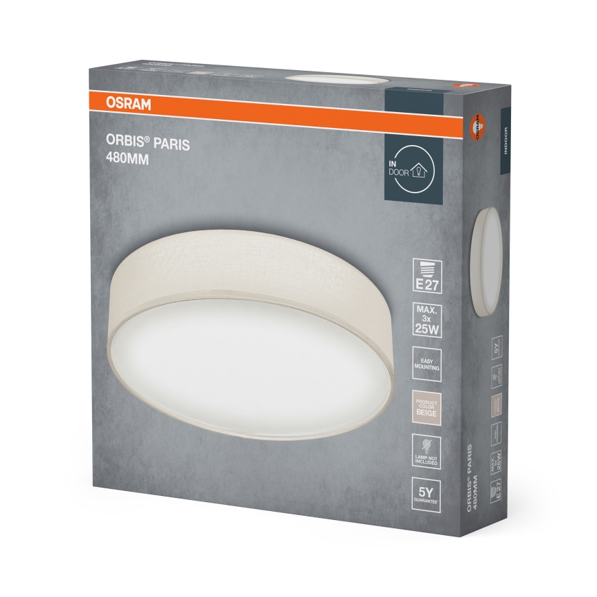 Osram - Stropna svetilka ORBIS PARIS 3xE27/25W/230V premer 48 cm kremna