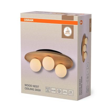 Osram - Stropna svetilka WOOD NEST 3xG9/5W/230V iz kavčukovega lesa