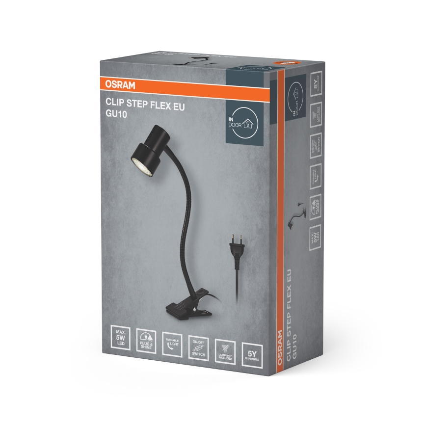 Osram - Svetilka s sponko CLIP STEP FLEX 1xGU10/5W/230V črna