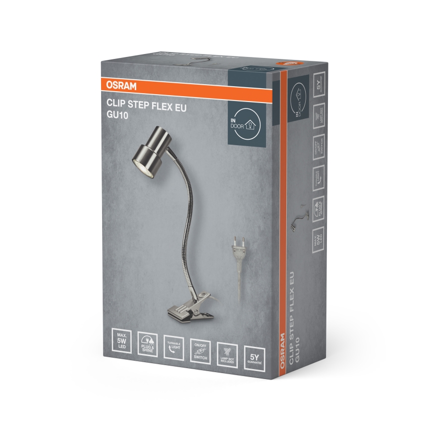 Osram - Svetilka s sponko CLIP STEP FLEX 1xGU10/5W/230V matni krom