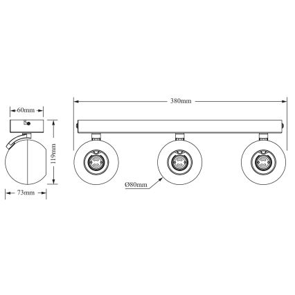 Osram - Točkovna svetilka SPOT SPHERAL 3xGU10/6W/230V črna