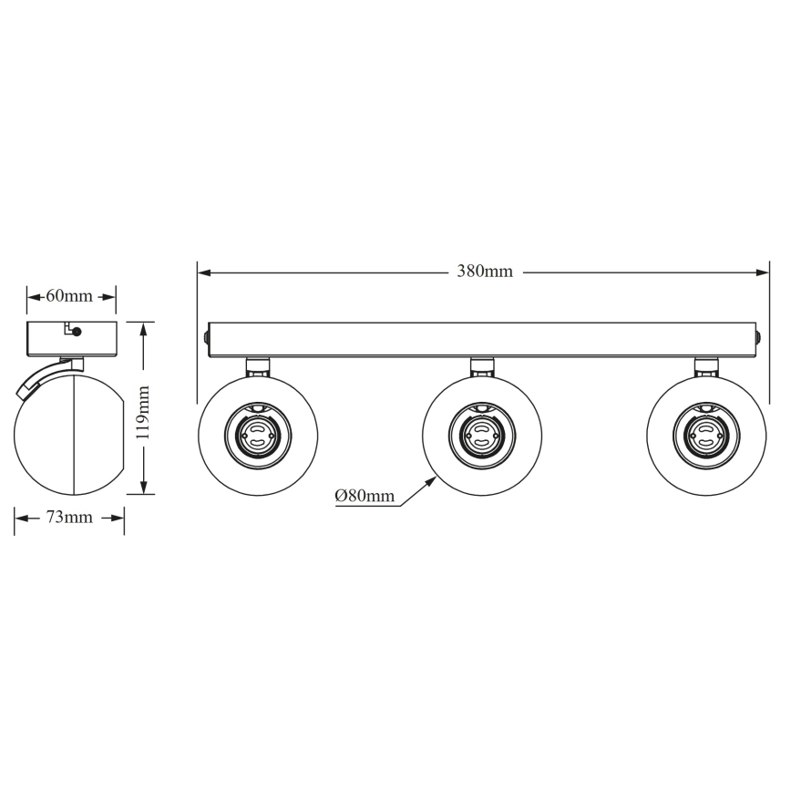 Osram - Točkovna svetilka SPOT SPHERAL 3xGU10/6W/230V črna