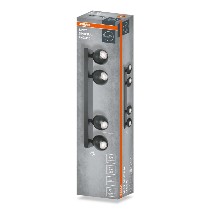 Osram - Točkovna svetilka SPOT SPHERAL 4xGU10/6W/230V črna