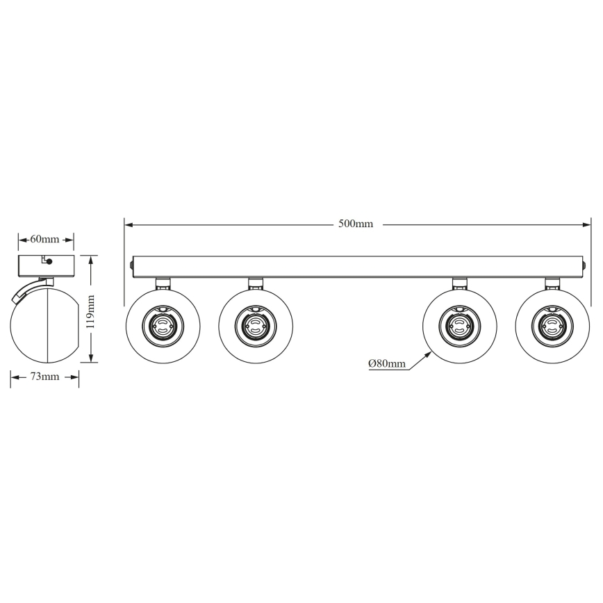 Osram - Točkovna svetilka SPOT SPHERAL 4xGU10/6W/230V črna